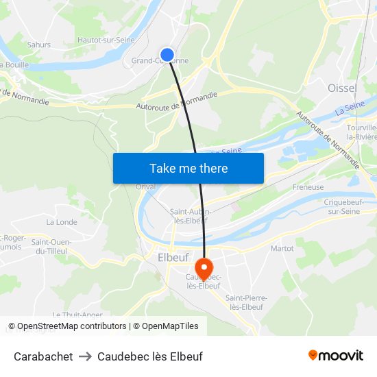 Carabachet to Caudebec lès Elbeuf map
