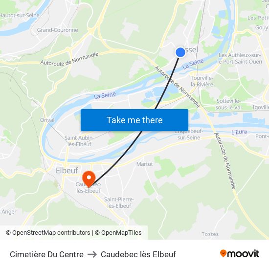 Cimetière Du Centre to Caudebec lès Elbeuf map