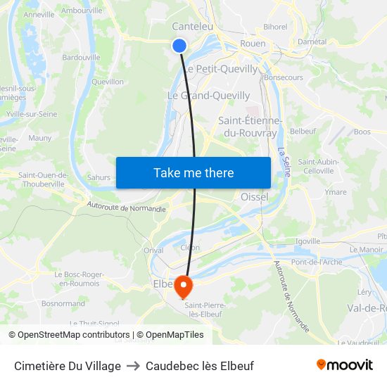 Cimetière Du Village to Caudebec lès Elbeuf map