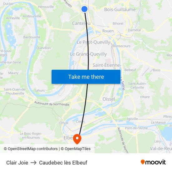 Clair Joie to Caudebec lès Elbeuf map