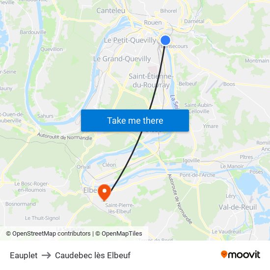 Eauplet to Caudebec lès Elbeuf map