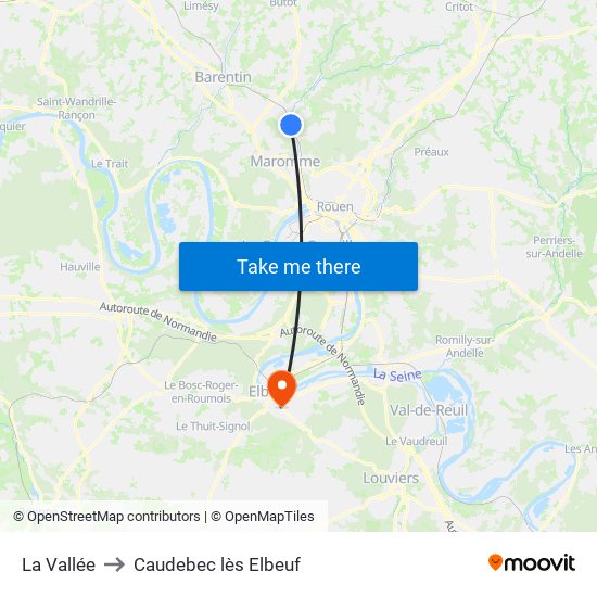 La Vallée to Caudebec lès Elbeuf map