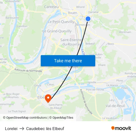 Lorelei to Caudebec lès Elbeuf map