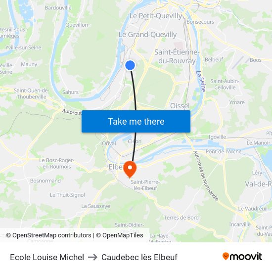 Ecole Louise Michel to Caudebec lès Elbeuf map