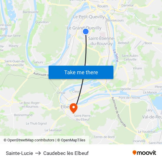 Sainte-Lucie to Caudebec lès Elbeuf map