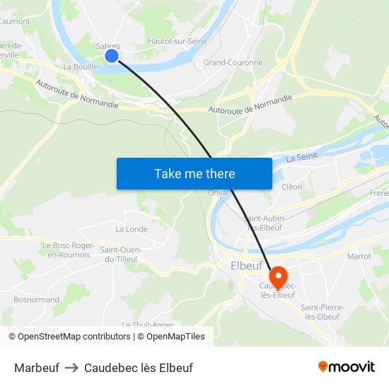 Marbeuf to Caudebec lès Elbeuf map