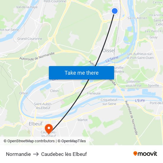 Normandie to Caudebec lès Elbeuf map