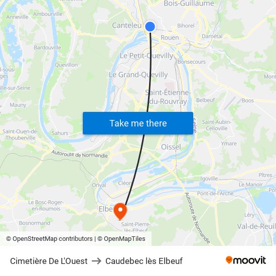 Cimetière De L'Ouest to Caudebec lès Elbeuf map