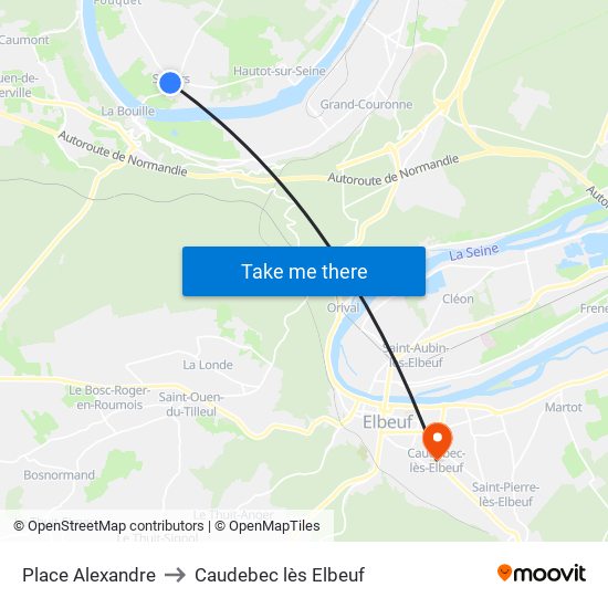 Place Alexandre to Caudebec lès Elbeuf map