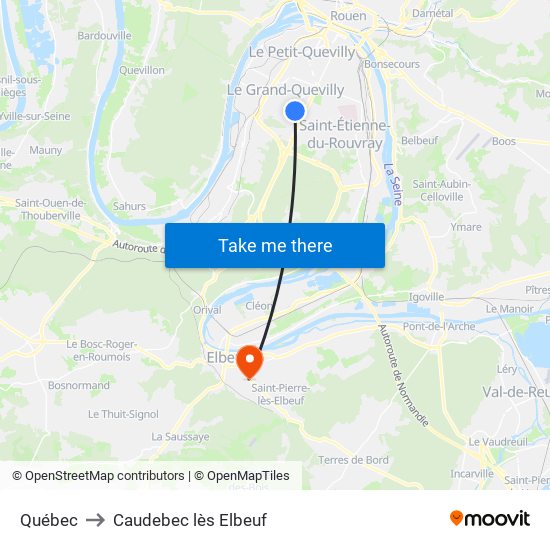 Québec to Caudebec lès Elbeuf map