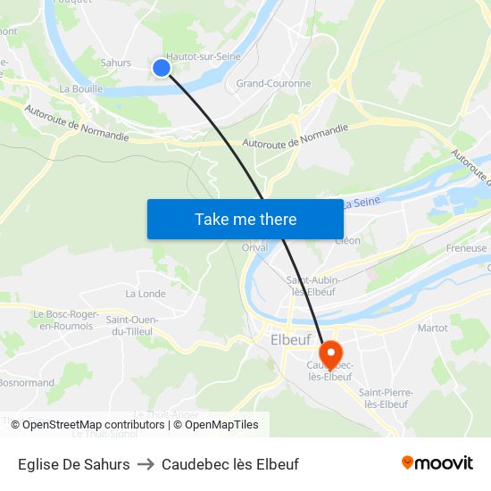 Eglise De Sahurs to Caudebec lès Elbeuf map