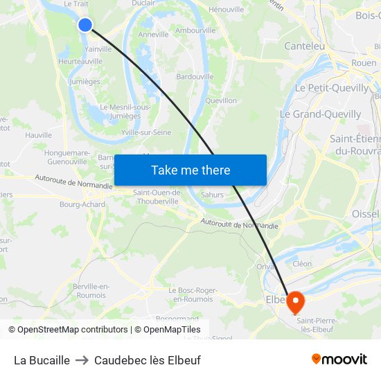 La Bucaille to Caudebec lès Elbeuf map