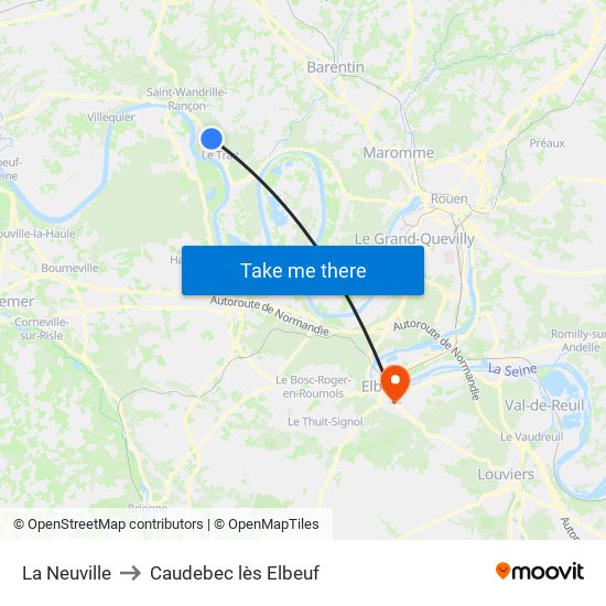 La Neuville to Caudebec lès Elbeuf map