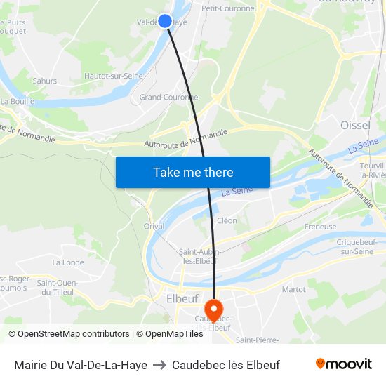 Mairie Du Val-De-La-Haye to Caudebec lès Elbeuf map