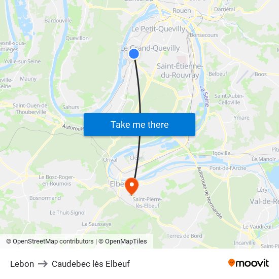 Lebon to Caudebec lès Elbeuf map