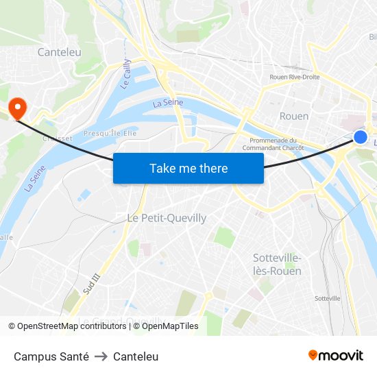 Campus Santé to Canteleu map