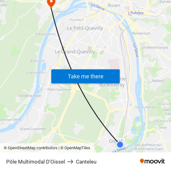 Pôle Multimodal D'Oissel to Canteleu map