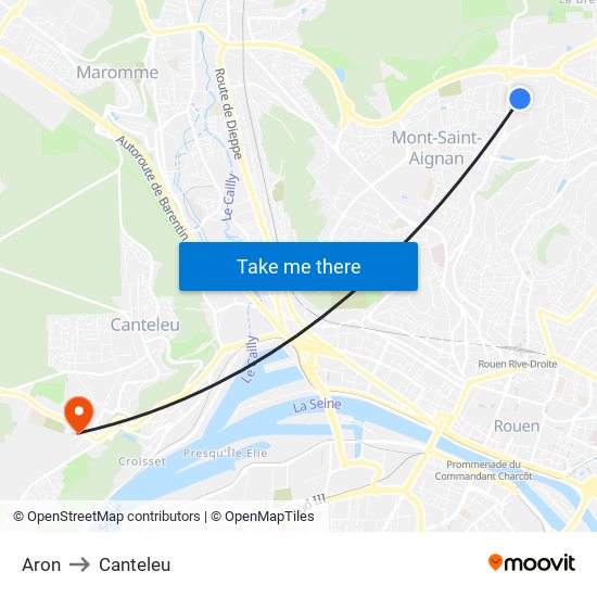 Aron to Canteleu map