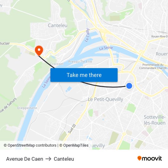 Avenue De Caen to Canteleu map