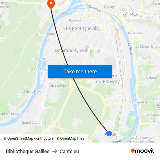 Bibliothèque Galilée to Canteleu map