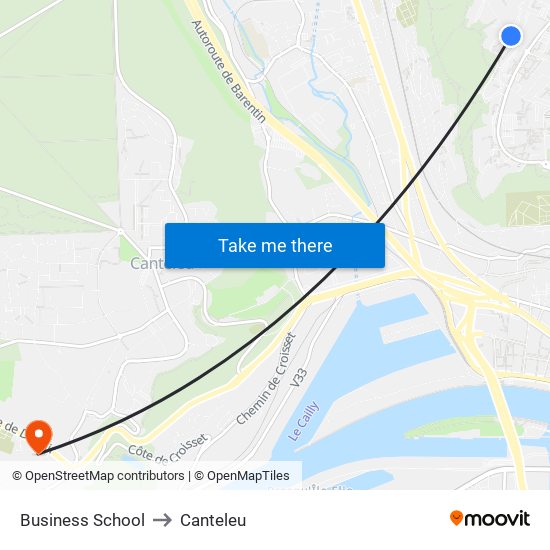 Business School to Canteleu map