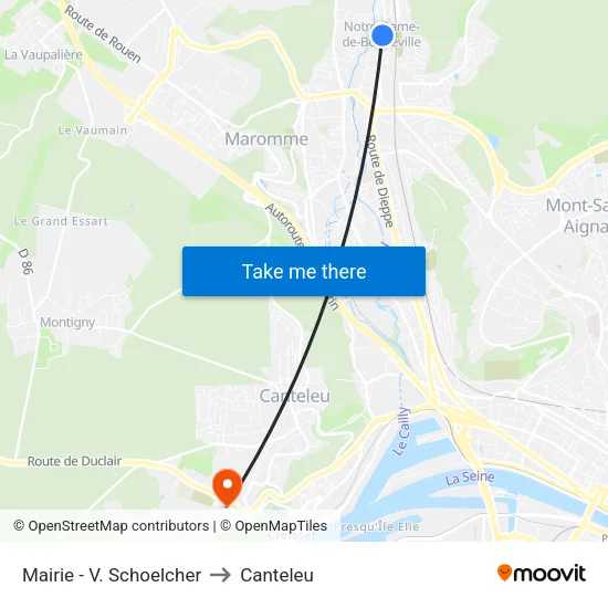 Mairie - V. Schoelcher to Canteleu map