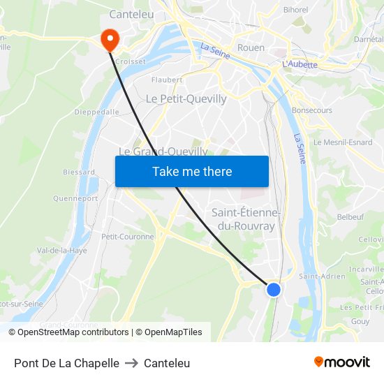 Pont De La Chapelle to Canteleu map