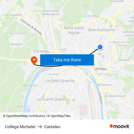 Collège Michelet to Canteleu map