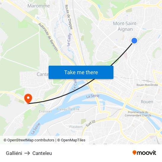 Galliéni to Canteleu map