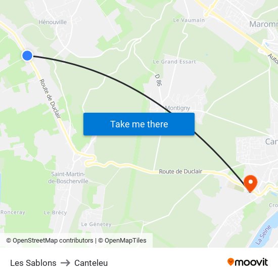 Les Sablons to Canteleu map