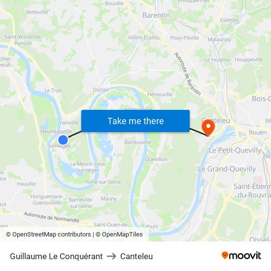 Guillaume Le Conquérant to Canteleu map