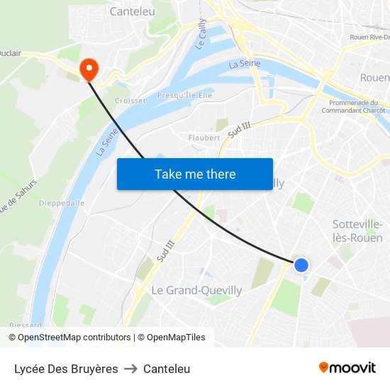 Lycée Des Bruyères to Canteleu map