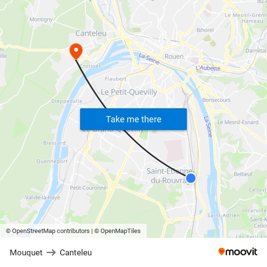Mouquet to Canteleu map