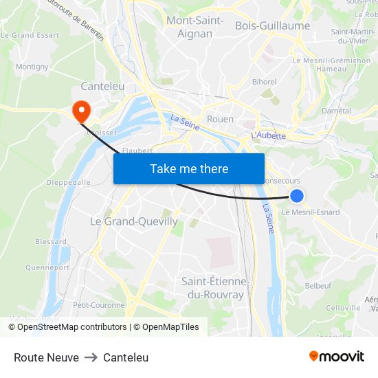 Route Neuve to Canteleu map