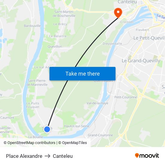 Place Alexandre to Canteleu map