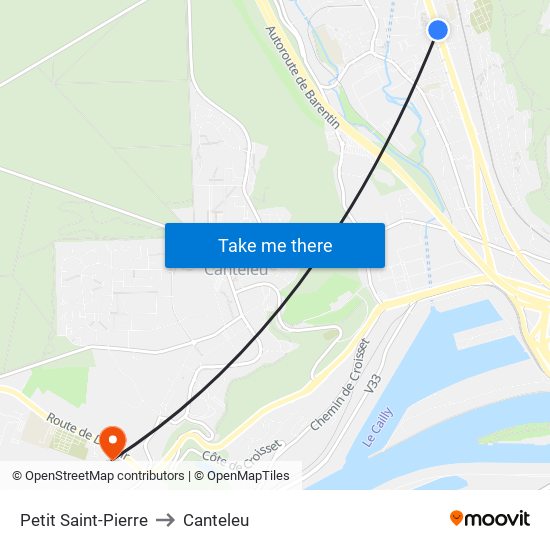 Petit Saint-Pierre to Canteleu map