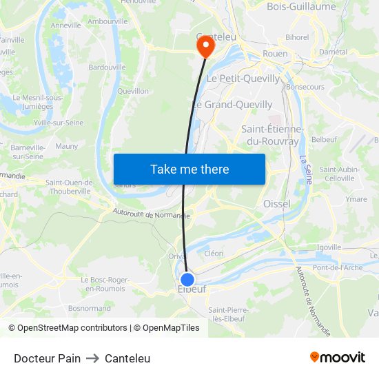 Docteur Pain to Canteleu map