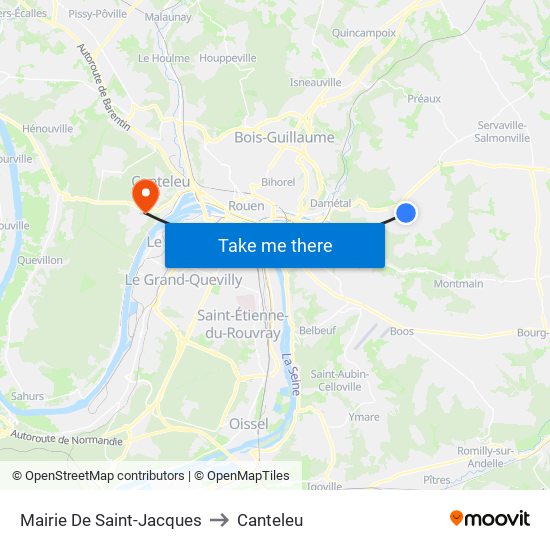 Mairie De Saint-Jacques to Canteleu map