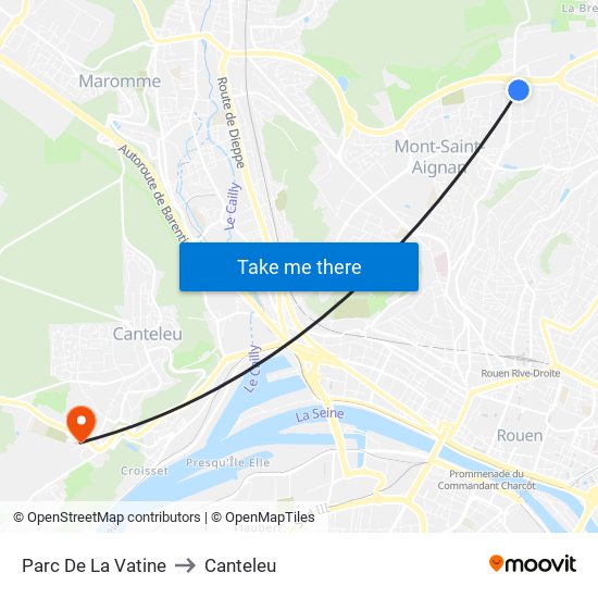 Parc De La Vatine to Canteleu map