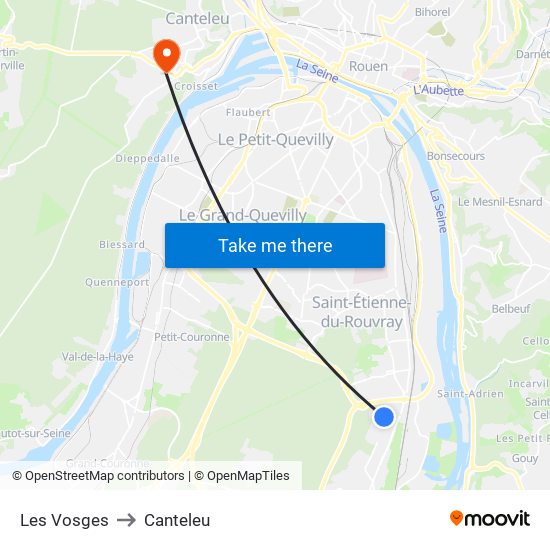 Les Vosges to Canteleu map