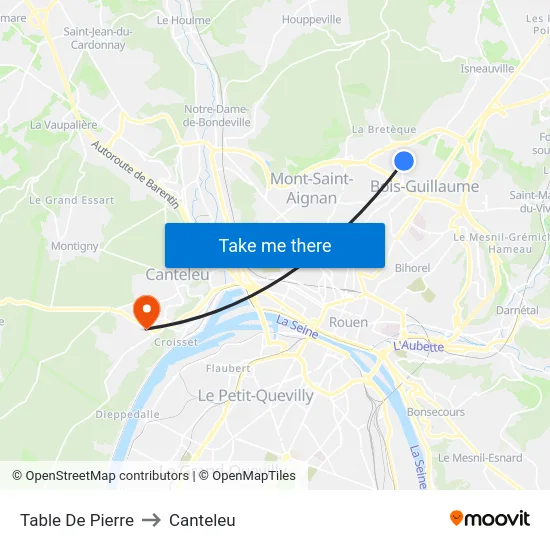 Table De Pierre to Canteleu map