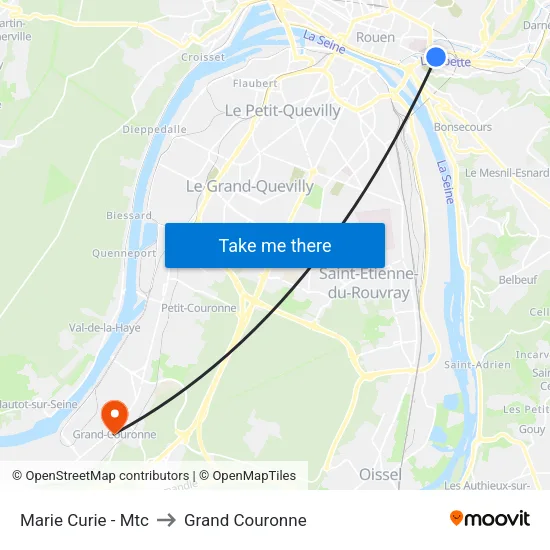 Marie Curie - Mtc to Grand Couronne map