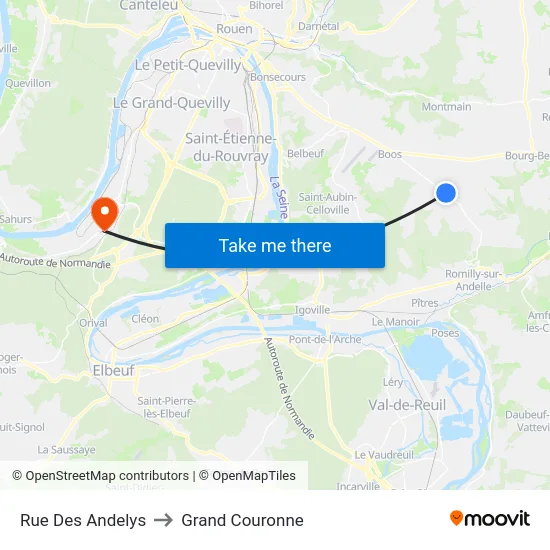 Rue Des Andelys to Grand Couronne map