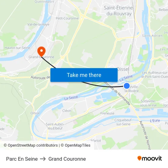 Parc En Seine to Grand Couronne map