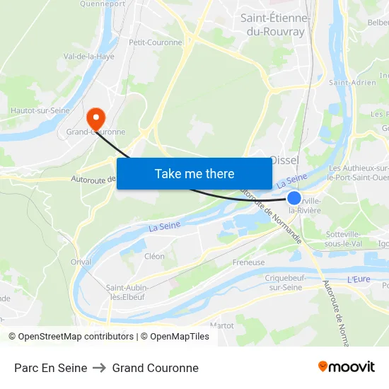 Parc En Seine to Grand Couronne map