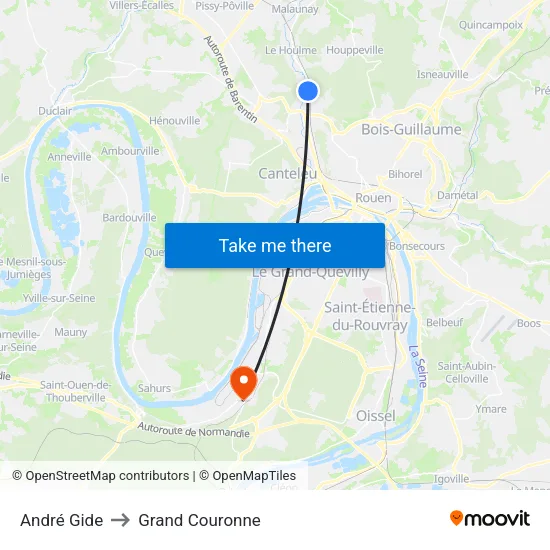 André Gide to Grand Couronne map