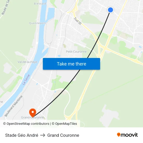 Stade Géo André to Grand Couronne map