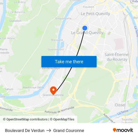 Boulevard De Verdun to Grand Couronne map