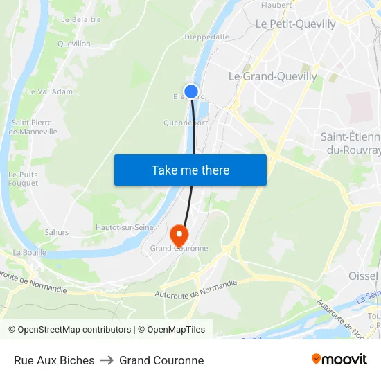 Rue Aux Biches to Grand Couronne map