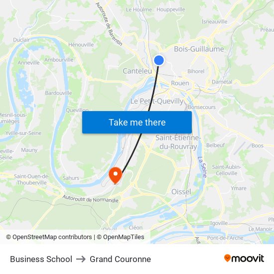 Business School to Grand Couronne map